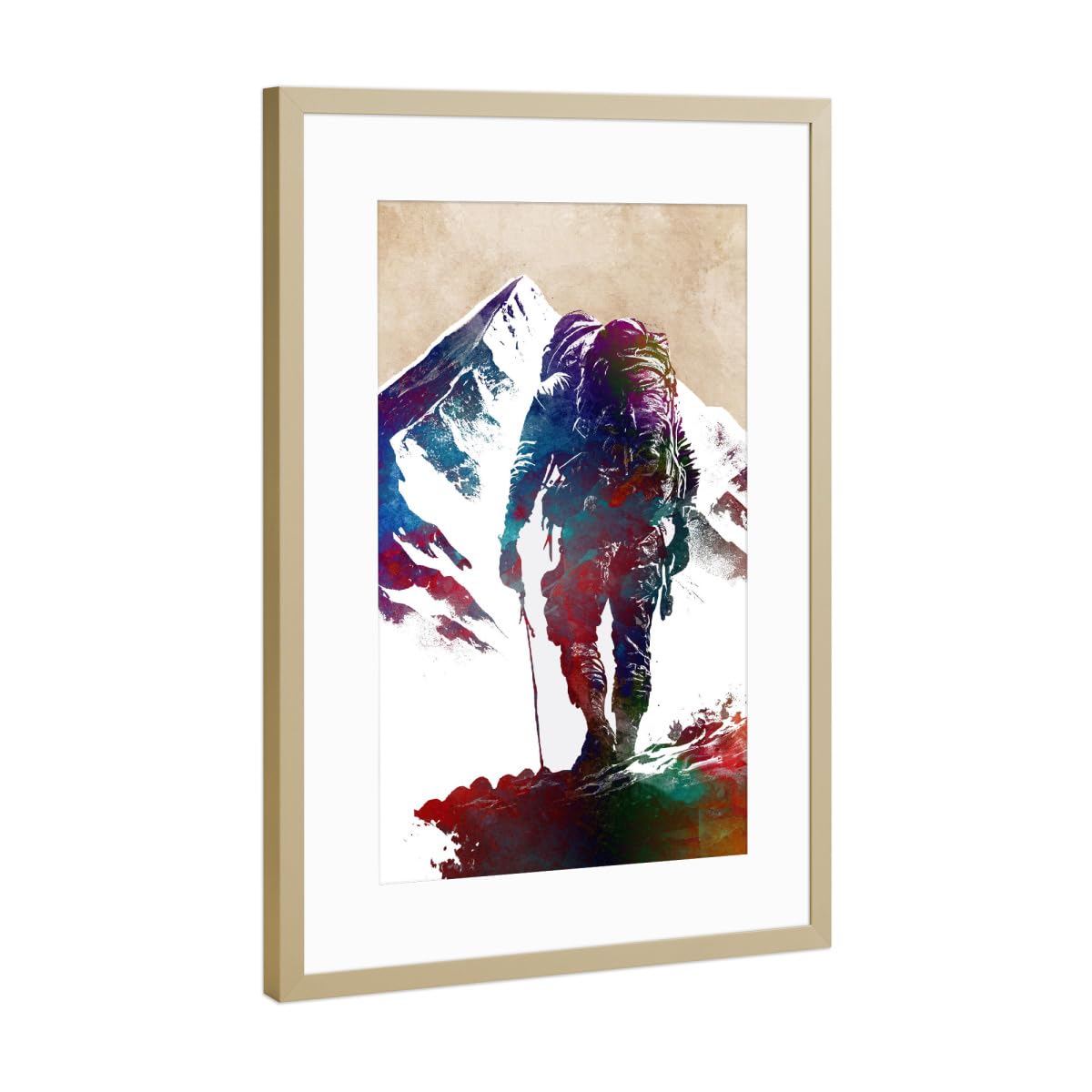 artboxONE Poster mit Rahmen Gold 30x20 cm Klettersport Kunst A von Justyna Jaszke - gerahmtes Poster