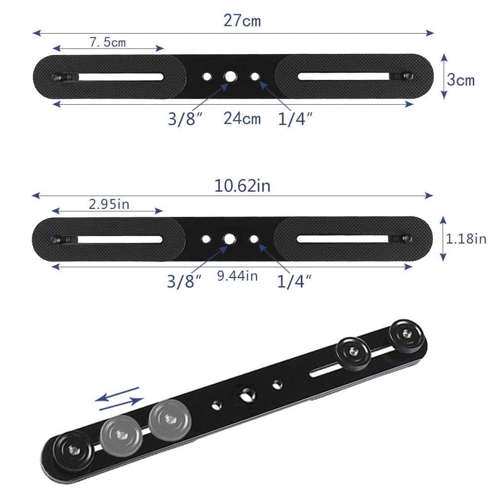 Staffa per treppiede doppia Speedlite da 30 cm, staffa per estensione flash, staffa per treppiede doppia da 8" per fotocamera, luce video LED, fotocamera DSLR, luce flash