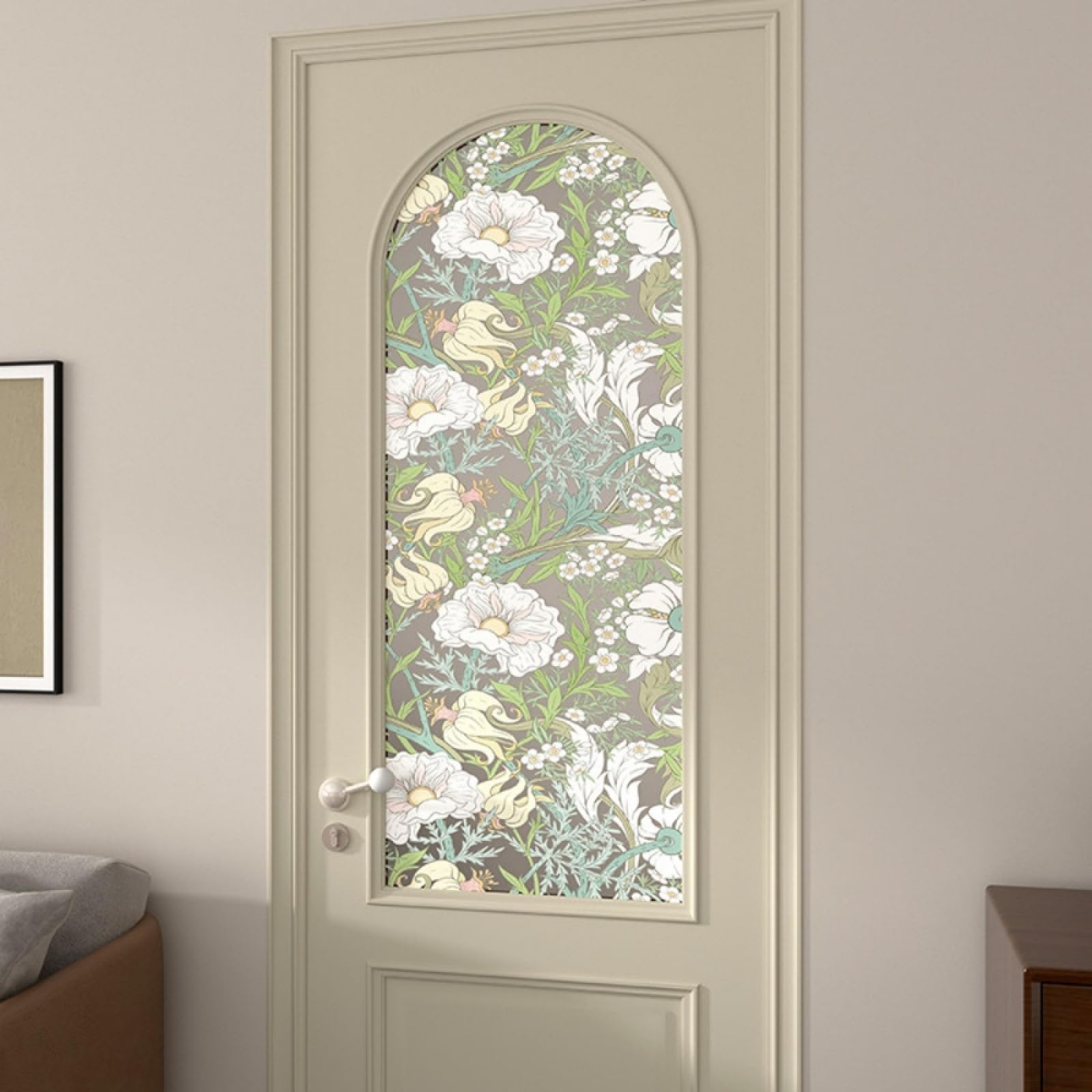 Vinilo Adhesivo Cristal Decorativo Flores Blancas Amarillas Vinilos para Cristales Privacidad Estatico Anti UV Reutilizable para Oficina Dormitorio Sala de Estar Vinilo para Ventanas