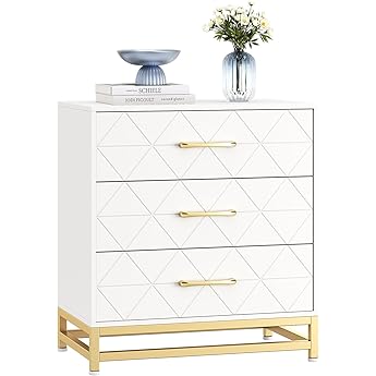 GarveeHome Dresser for Bedroom with 8 Drawer, TV Stand Dressers Chest of Drawers Large Wood Dresser for Storage and Organization (White)