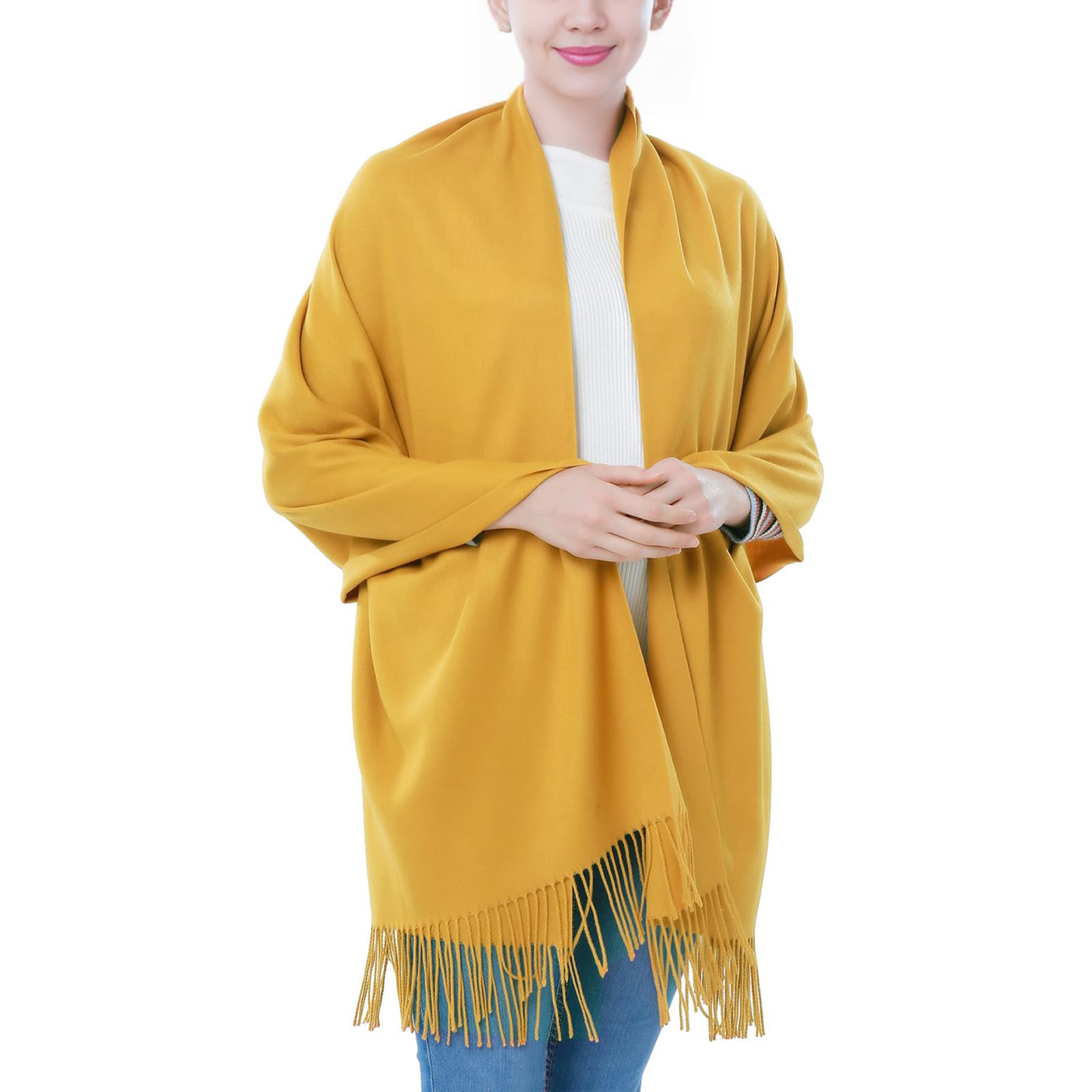 Vimate Women's D#.Mustard Pashminas Wraps-Spring Fall Winter Pashmina Shawl Scarf For Wedding Formal Evening Dresses(Uk-Mustard)