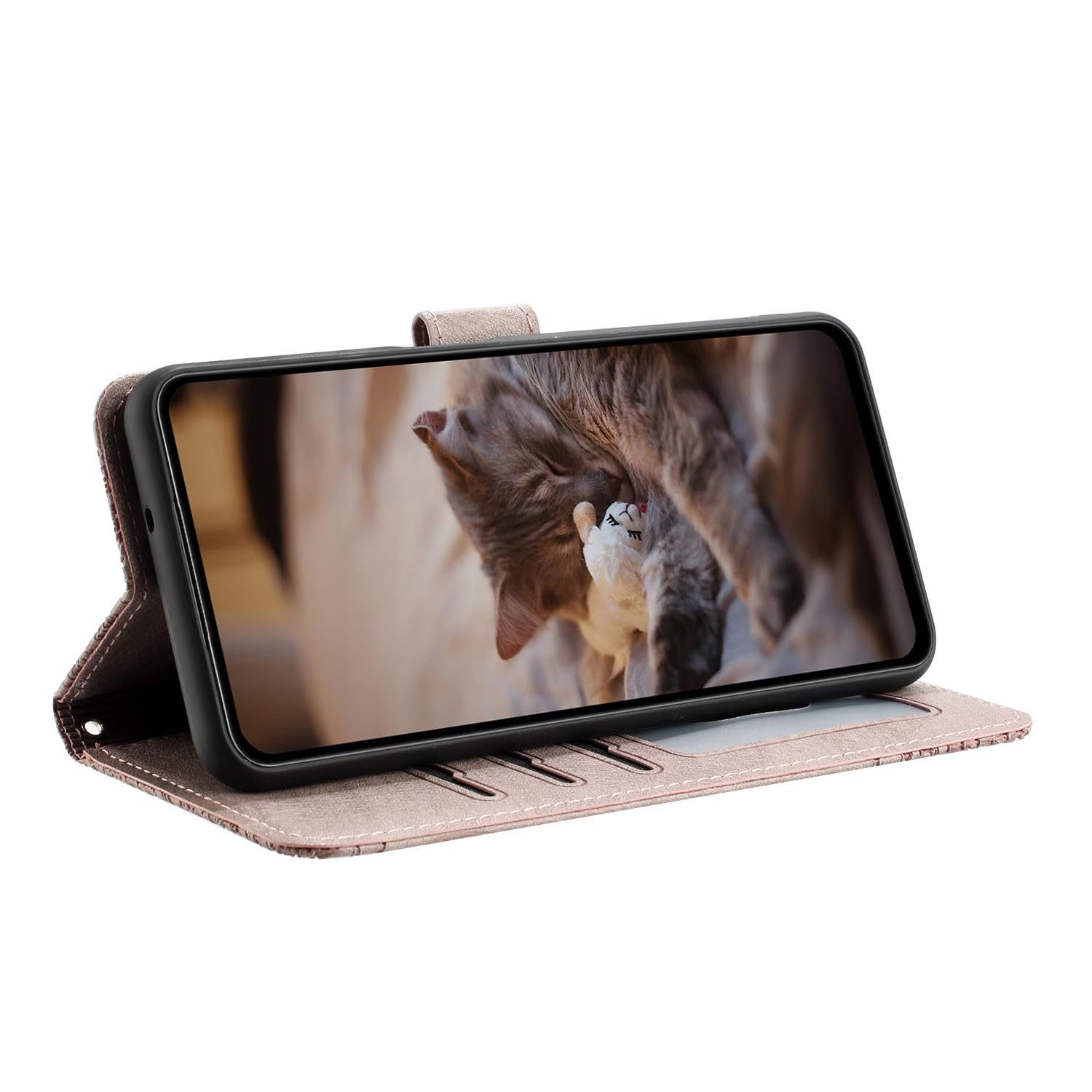Nokverzy Wallet Case for iphone 15(6.1") Leather Case Shockproof TPU Magnetic Kickstand Slim Fence Flip Phone Case for iphone 15(6.1") Wallet Case with Card Holder Silicone Strap Purple - Image 4