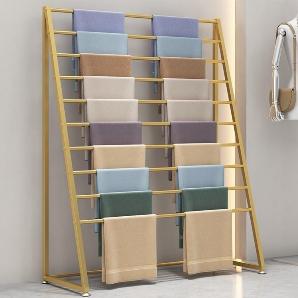 Scarf and Silk Scarf Display Rack, 10 Tier Metal Scarves Organizer Holder, Display Rack for Commercial Clothing Retail Stores, Towel and Tie(Black,120cm-47.2in)