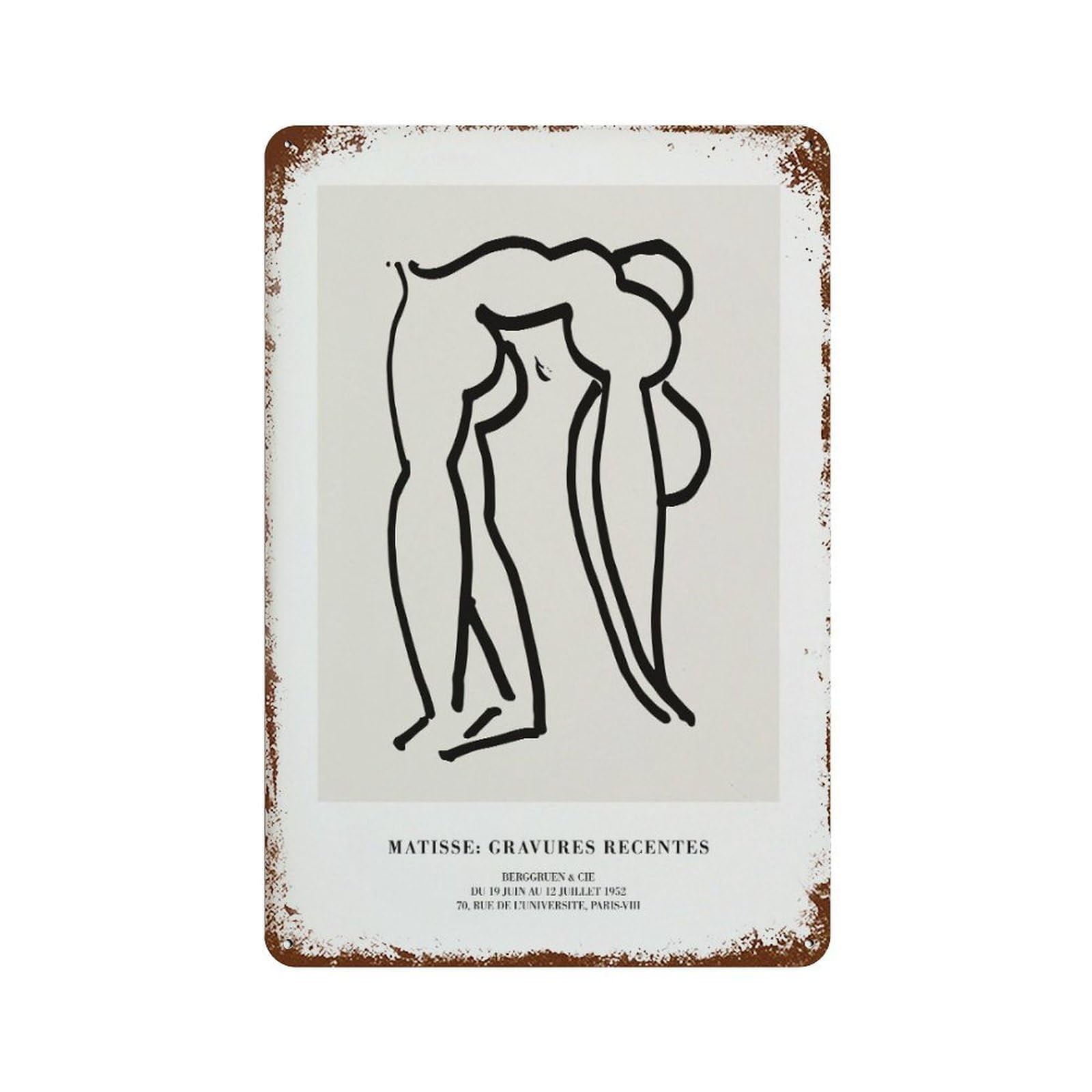 xiaoxiaoshen Matisse Line Minimalist Modern Wall Decor Art Metal Tin Poster Modern Home Decor Art Home Bar Shop Decorations Vintage Sign 30x20cm