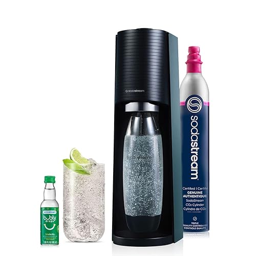 SodaStream Terra Sparkling Water Maker (Black) with CO2, DWS Bottle and Bubly Drop, Battery Powered - Black - Starter Kit