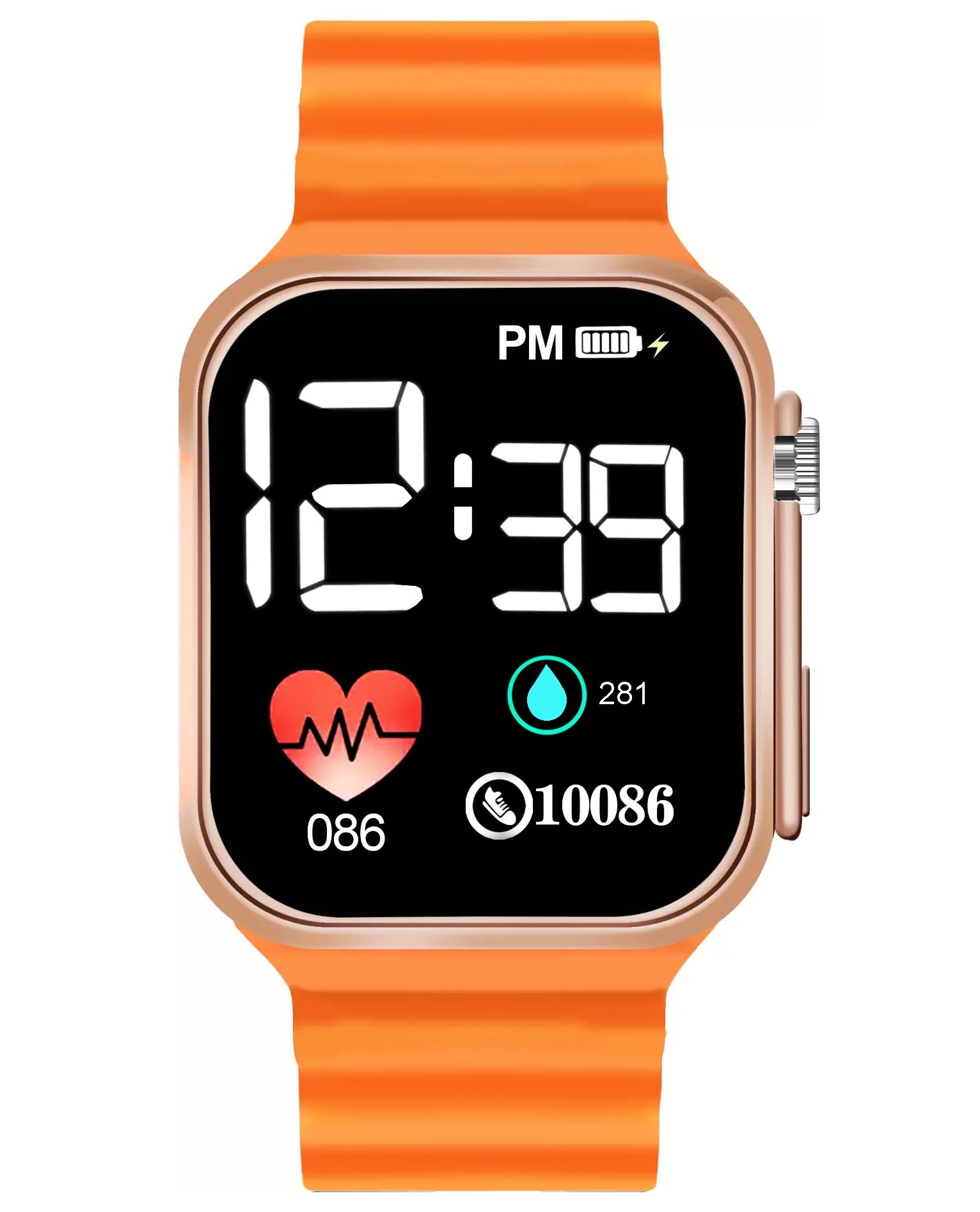 Time Up Digital Dial Ultra Design Full LED Time Display Silicone Strap Kids Watch for Boys & Girls (Age 5-15 Years)-URT-X (Orange)