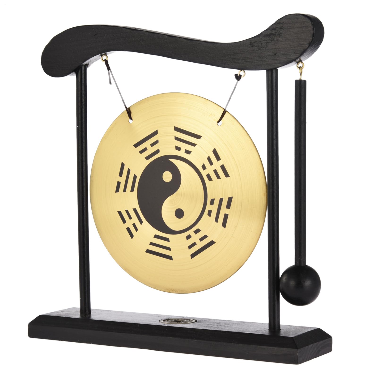 Instrumentos de meditación Gong de percusión – Pequeño timbre de mesa Zen Gong de escritorio | Gong de símbolo Zen Taiji para meditación, gong de mesa de estilo japonés para decoración del hogar