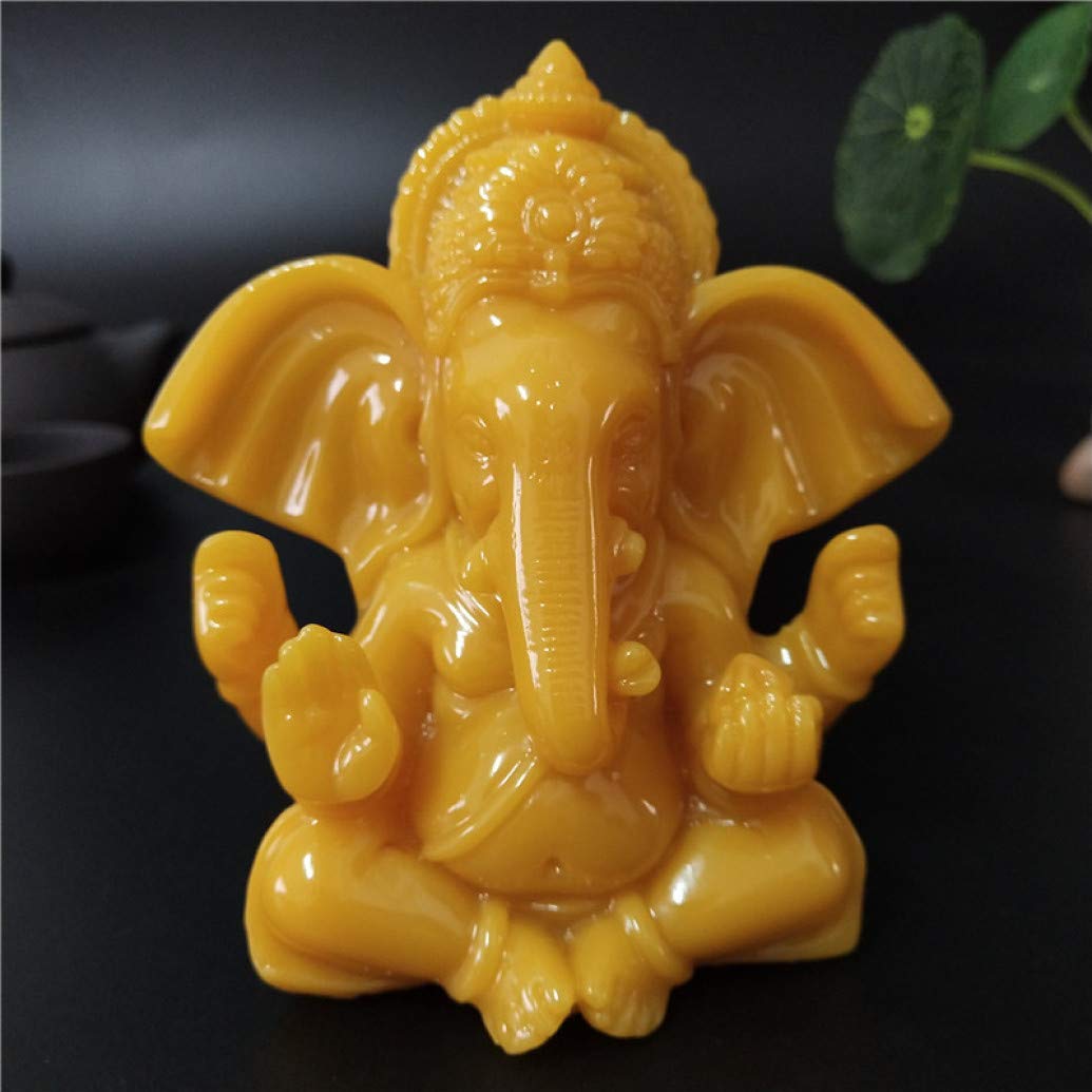 ZSML Statue Ornaments Ganesha Buddha Statue Indian Elephant God Sculpture Stone Crafts for Home Garden Flowerpot Decoration