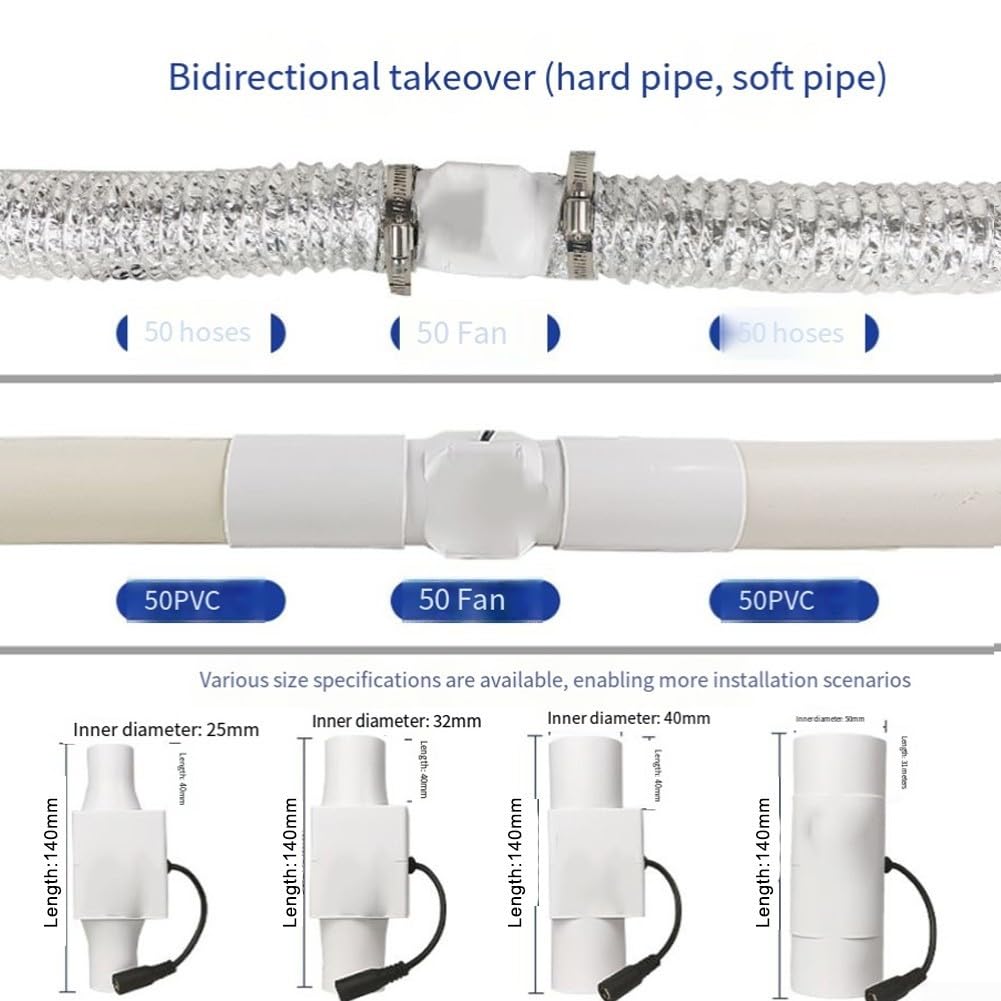 Cicha wentylacja kanałowa 12 V, wentylator wyciągowy, silnik bezszczotkowy, niski poziom hałasu, 53 DB, wytrzymała obudowa z tworzywa sztucznego, ciągła praca, do łazienki, kuchni, wewnątrz, ogrodu