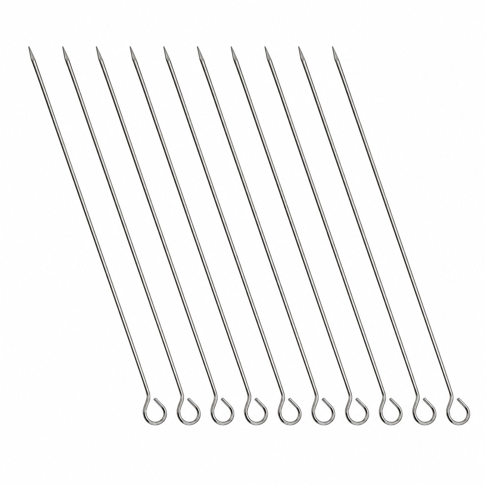 Tinminx 10 Pcs Stainless Steel BBQ Skewers, 30 cm Reusable Metal Kebab Skewers, Silver Barbecue Grill Sticks for Meat, Vegetables, Camping, Outdoor Cooking and Kitchen Use