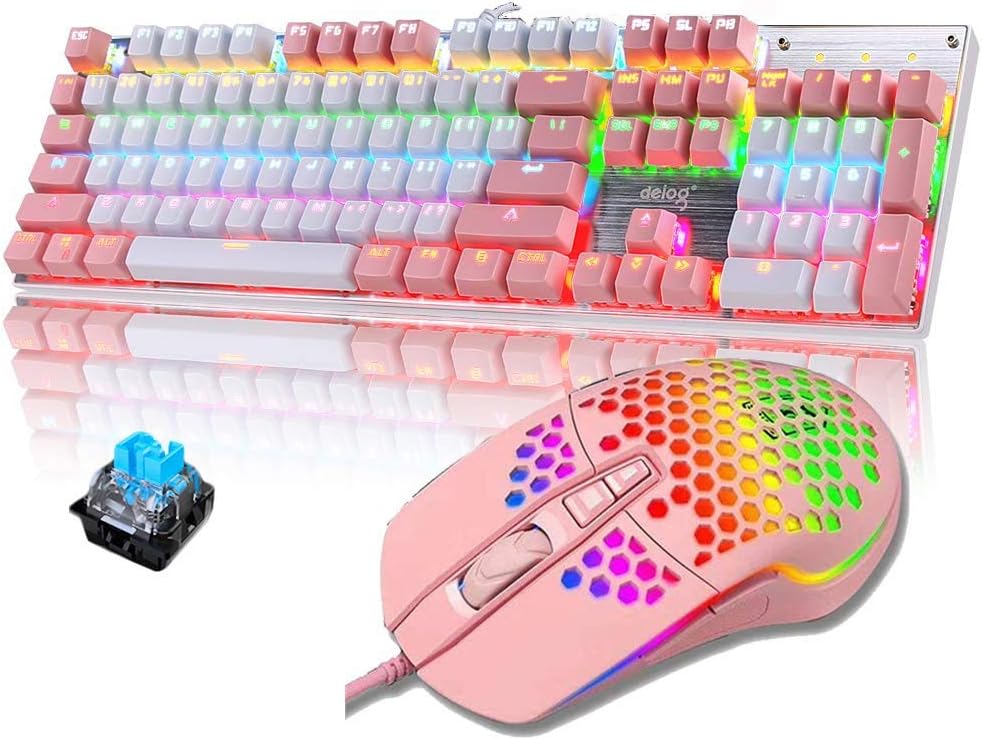 Mechanical Gaming Keyboard and Mouse,3 in 1 Gaming Set,Blue