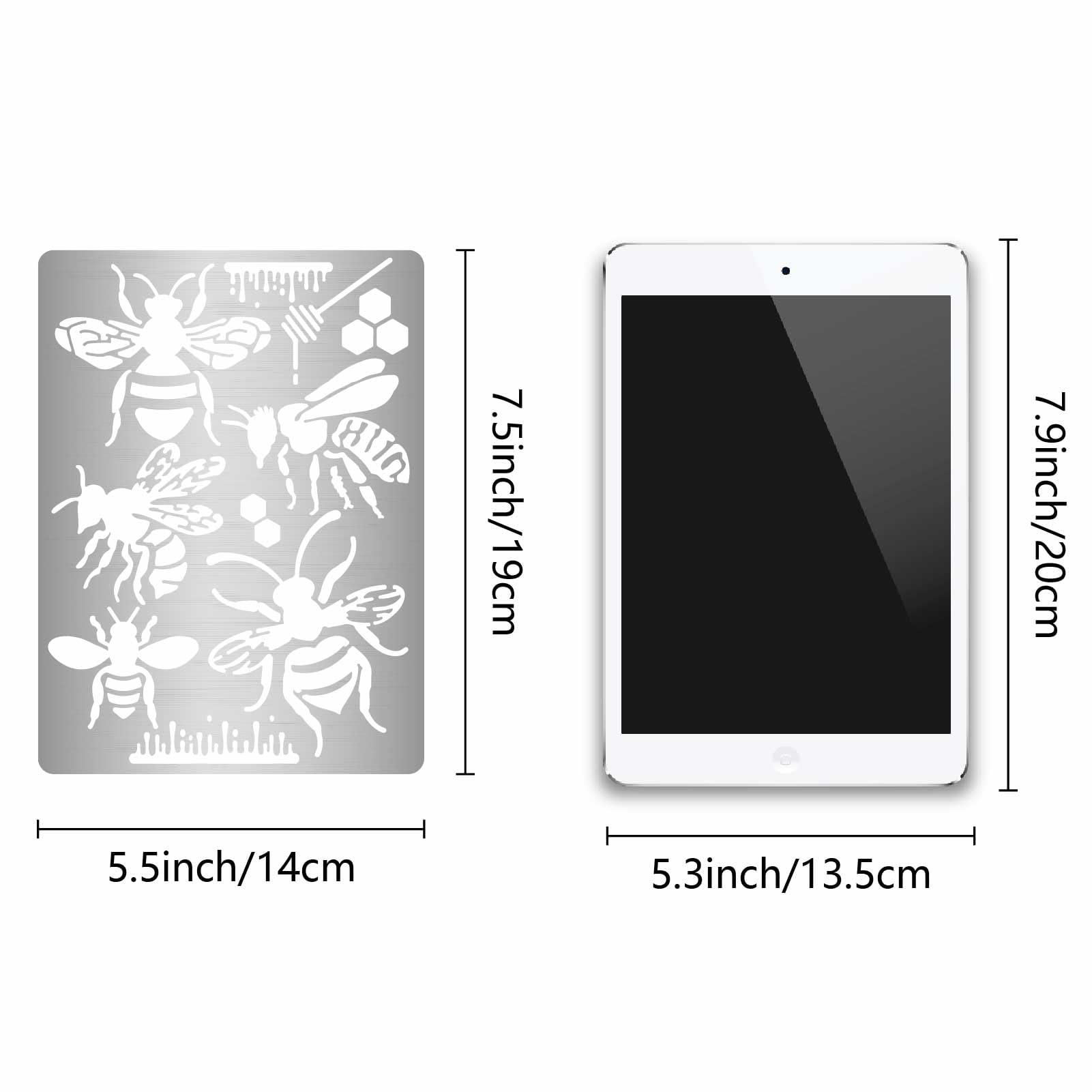 GORGECRAFT 19 x 14cm Bee Metal Stencil Reusable Honey Honeycomb Stainless Steel Drawing Stencils Template for Painting on Wood Wall Scrapbooking Engraving Wood Burning Pyrography DIY Art Crafts - Image 2