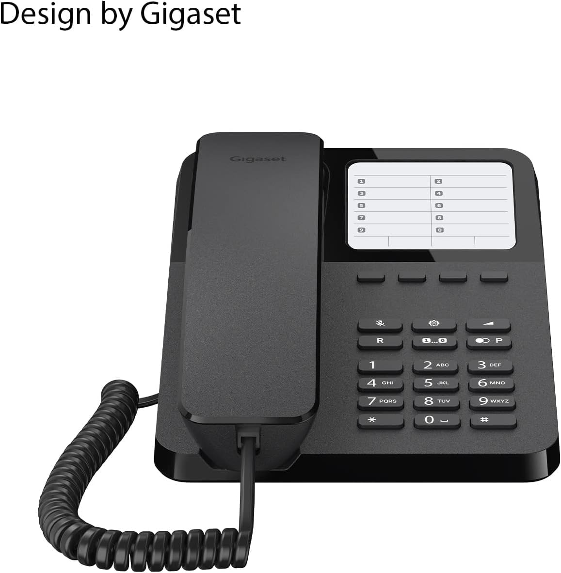 Gigaset DESK 400 - Schnurgebundenes Telefon mit elastischem Kabel - Platz für 10 Kurzwahleinträge - Wahlwiederholung - MFV- oder Impulswahl einstellbar, schwarz [Deutsche Version]