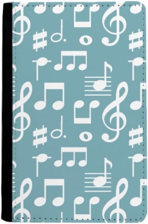 White Music Notes Bar Blue Passport Holder Notecase Burse Wallet Cover Card Purse