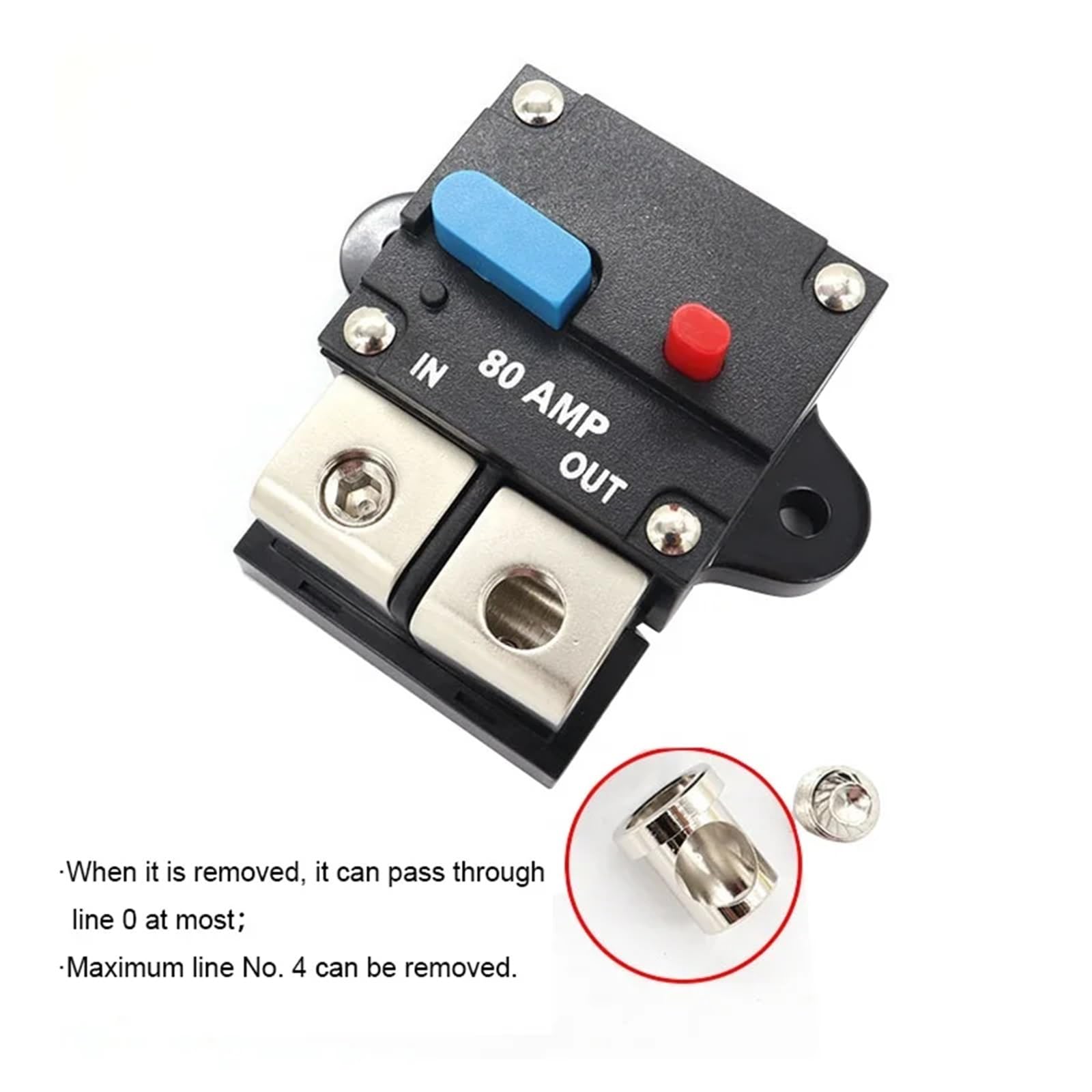 80A Automotive Circuit Breaker, 12V-24V DC, Waterproof With Manual Reset Button