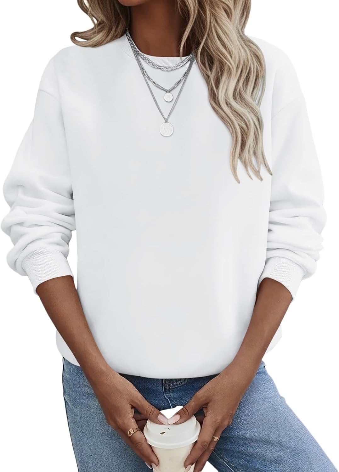 TICTICMIMI Women's Casual Crewneck Sweatshirts Long Sleeve Tops Loose Fit Fall Shirts