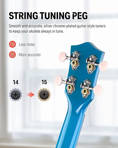 Miniatura 31 de Donner Ukelele soprano para principiantes, ukelele mate de 21 pulgadas, kit para principiantes con correa para bolsa, afinador, cuerdas, púas