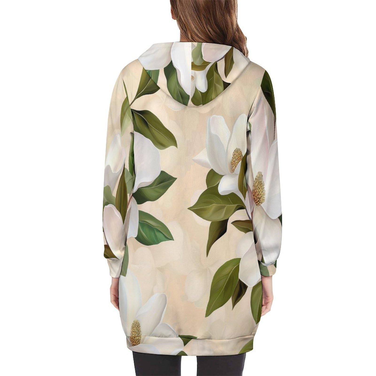 Felpa Donna con Zip Felpe Sportiva con Tasche E Cappuccio Magnolia Bianca Morbida Invernale Giacca Regolabile Confortevole per Uso Quotidiano Casual