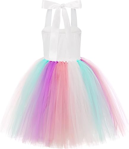 Miniatura 3 de Davsolly Vestido de cumpleaños de unicornio para niñas, disfraz de unicornio arcoíris de 3 a 8 años para Halloween, Navidad, cosplay, regalos de