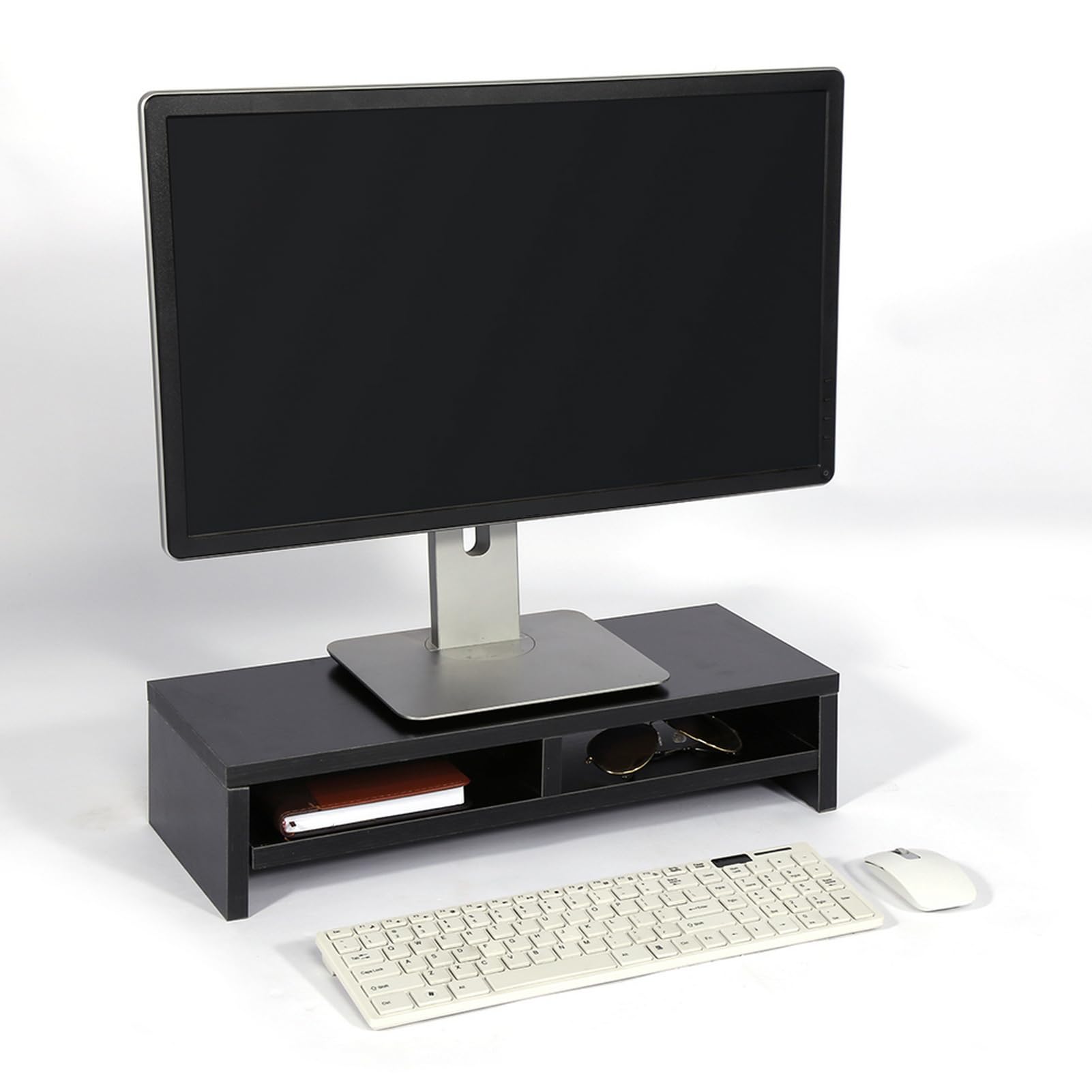Annadue Supporto per Monitor Computer, Scaffale da Tavolo a 2 Livelli, per | Robusto rialzo per schermo in legno con ripiano portaoggetti, per scrivania da ufficio e spazio di lavoro domestico
