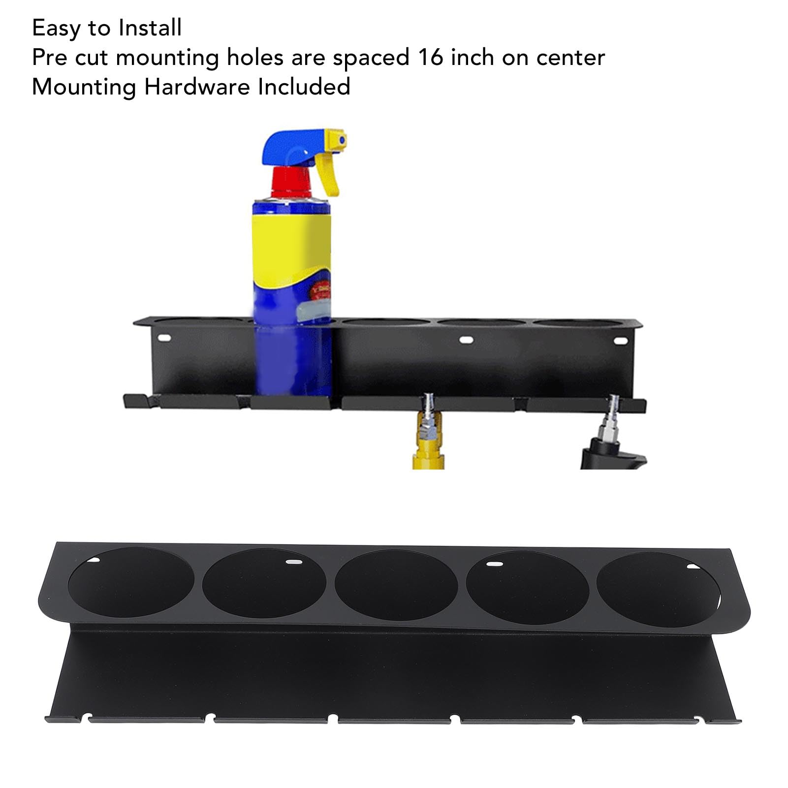 Estante de Almacenamiento para Botellas de Spray, Organizador de Botellas de Spray Montado en la Pared con 5 Agujeros y 6 Ranuras, Gancho para Botellas de Spray, Colgador de