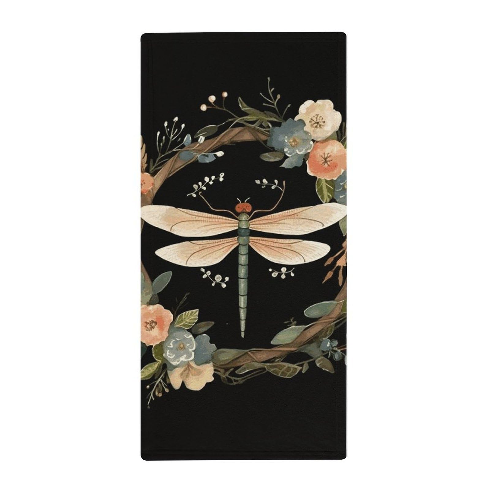 JTREHY Image of Dragonfly in Wreath Towel Soft Lightweight Microfiber Towel Highly Absorbent Quick Drying Towels Male and Female Premium Quality Perfect for Daily Use