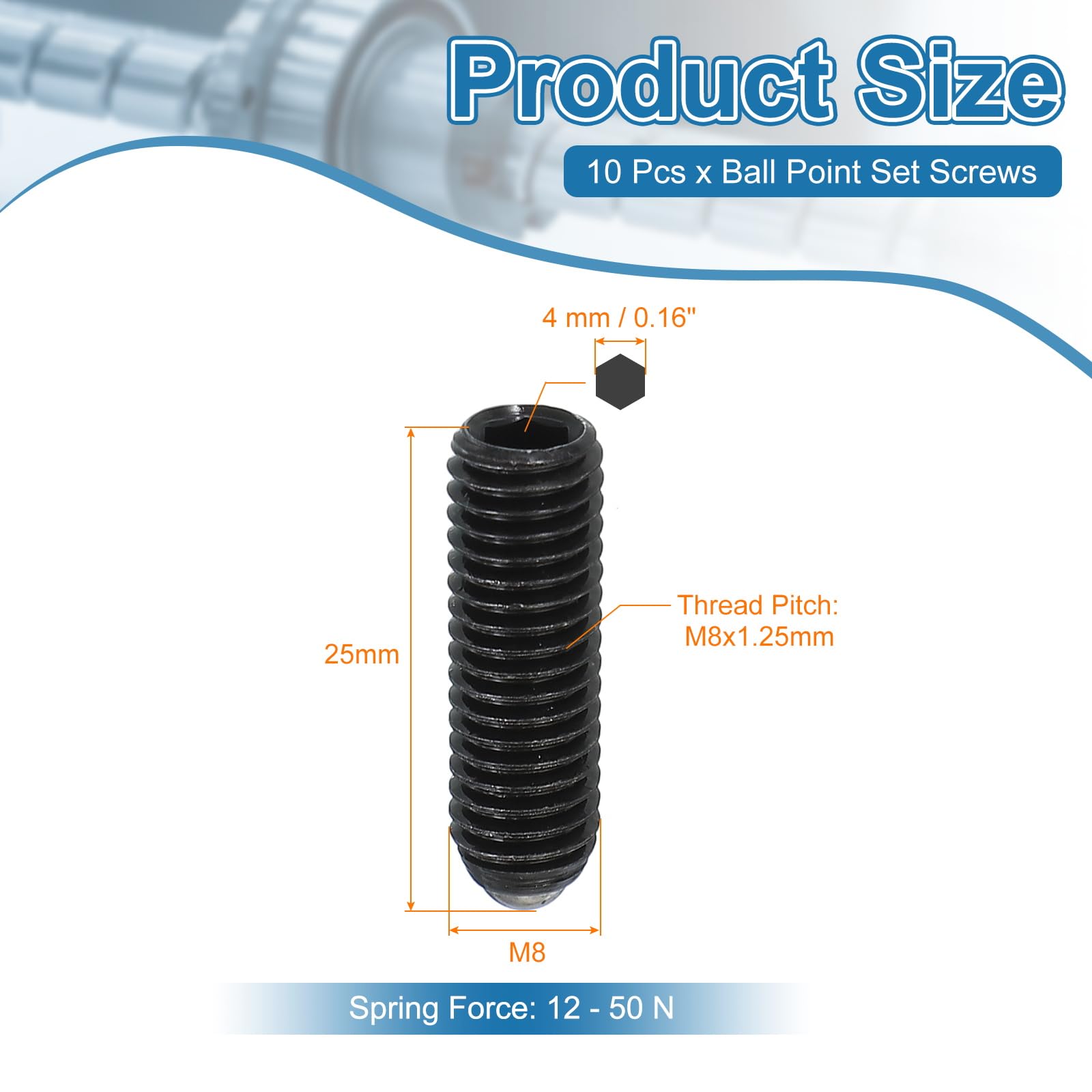 PATIKIL M8x25mm Ball Point Set Screws - Image 2