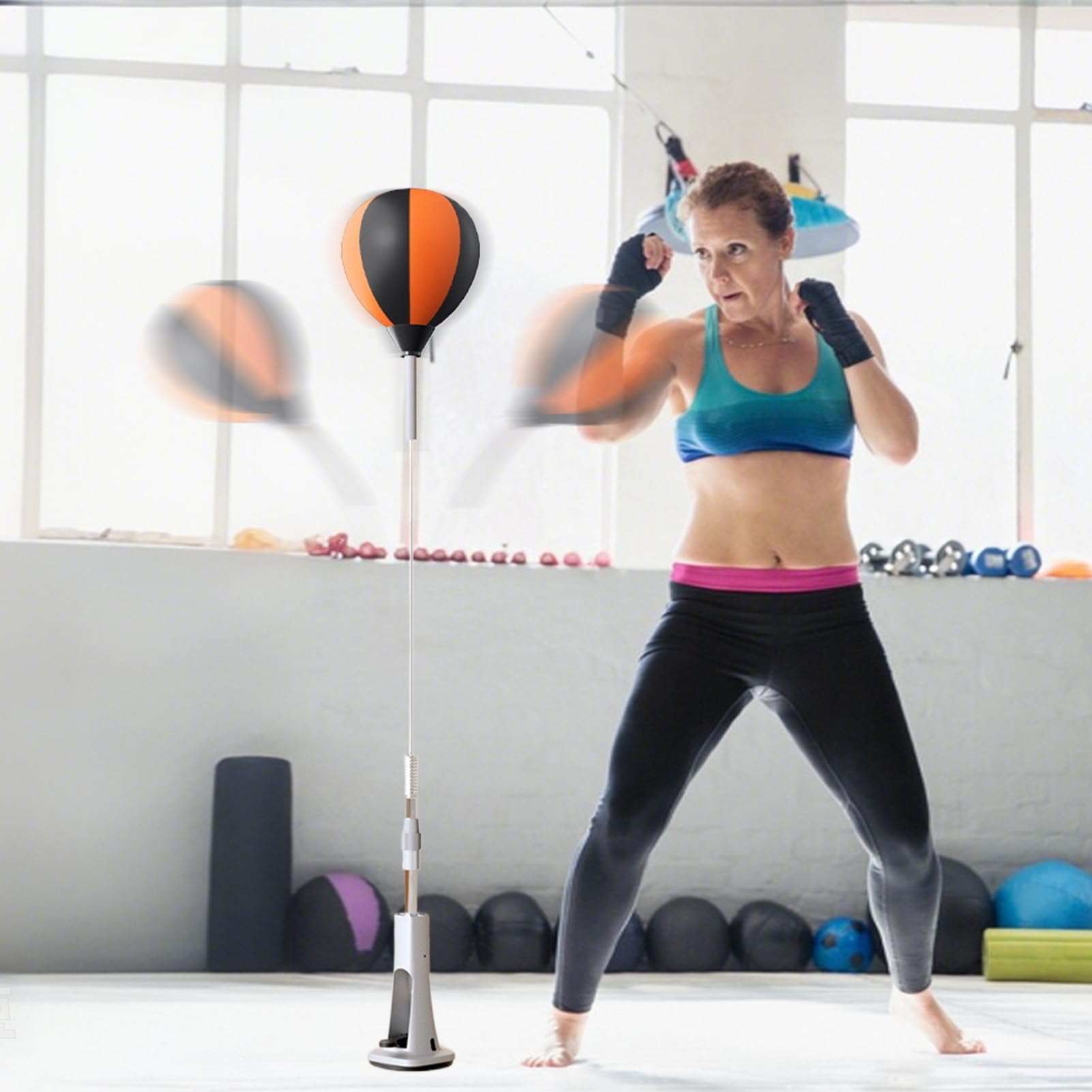 Sacco Da Boxe Regolabile Con Supporto, Attrezzatura Da Boxe, Sacco Da Allenamento Per Riduzione Dello Stress E Fitness Per Adolescenti E Adulti - Foto 2