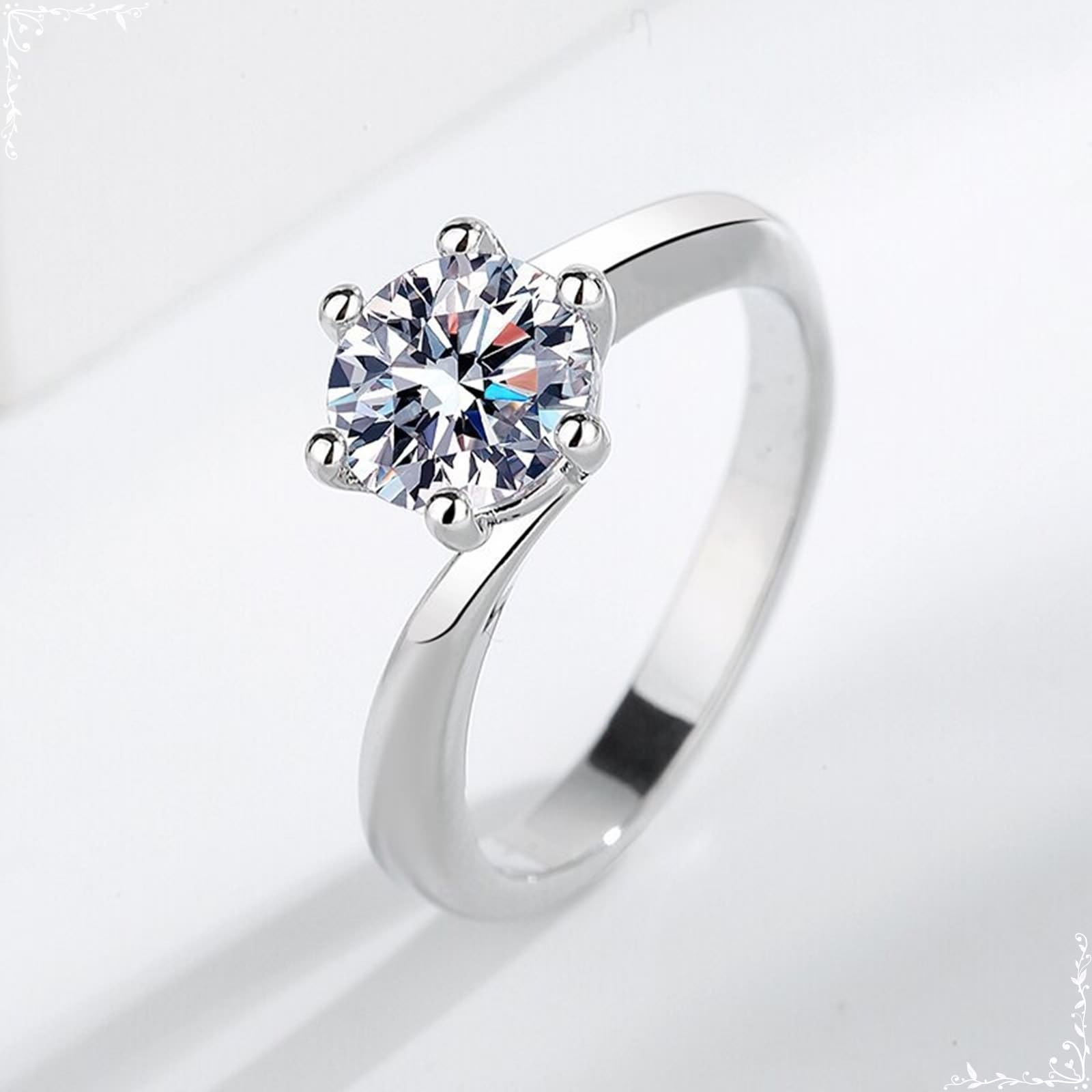 Anillo de compromiso para ella, oro blanco de 14 quilates para mujer, seis garras de moissanita, alianzas de boda para ella, talla 4-11
