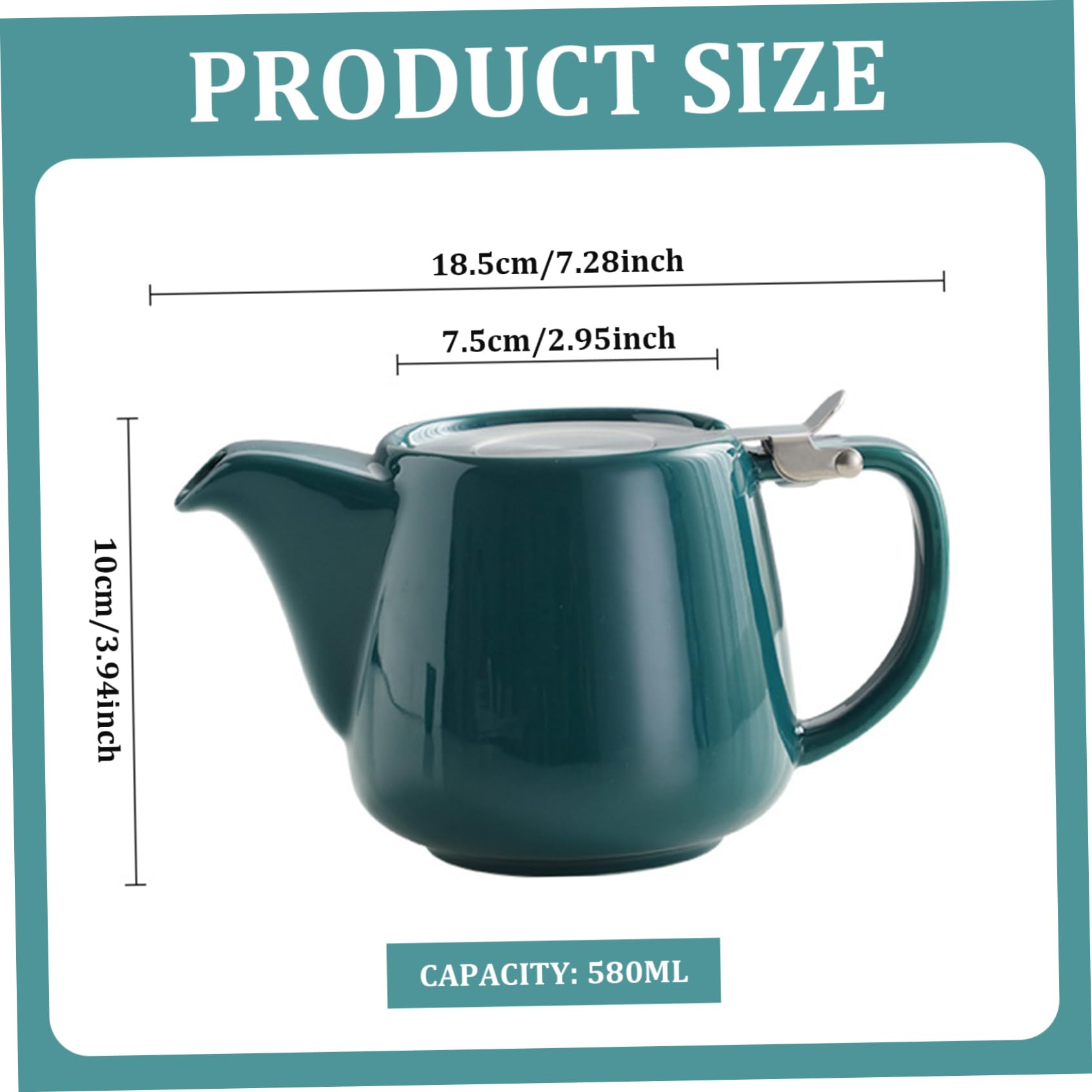 Tetera Infusor de té con infusor Tetera de cerámica de gran capacidad de 580 ml con tapa y mango para preparar té de hierbas y hojas sueltas
