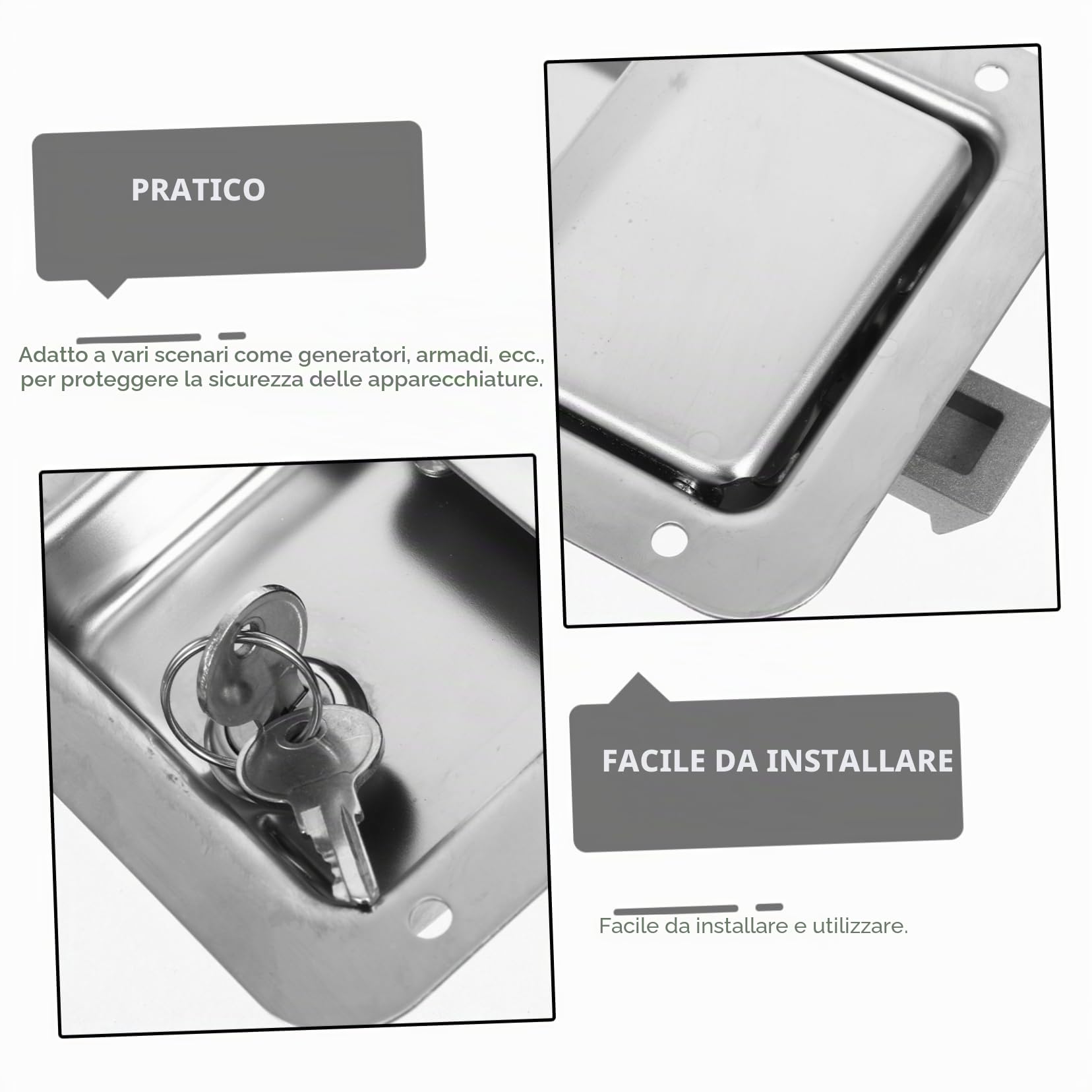 VILLCASE Lucchetto Acciaio Inox Per Cassetta Degli Attrezzi Con 2 Chiavi Serratura Di Sicurezza Per Camper Rimorchi E Camion Blocco Sicuro Per Armadietti Metallici E Generatori