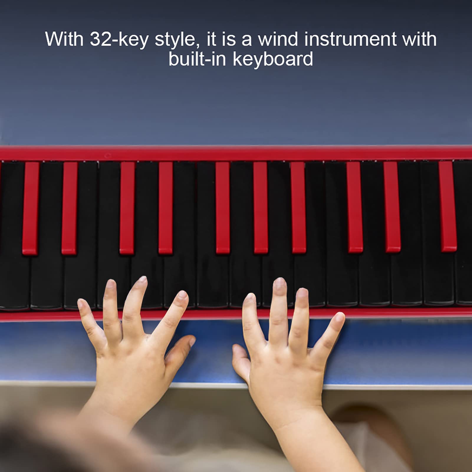 Strumento Melodica 32 tasti stile pianoforte, per principianti amanti della musica con bocchino e borsa per il trasporto nera(Rosso)