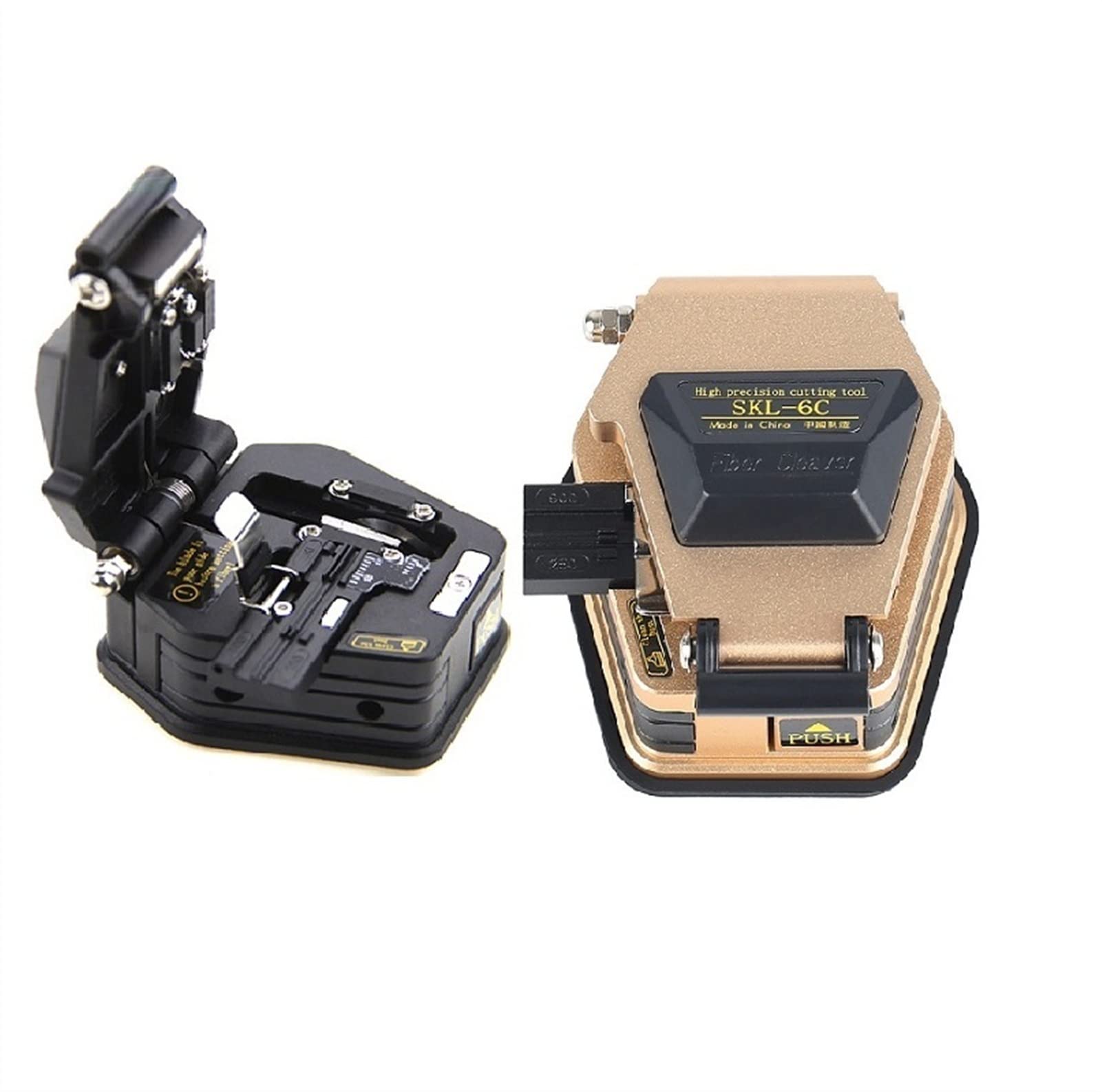 Cleaza de fibra dos color Skl-6c Cuchillo de corte de cable Fth Cuchillas de fibra óptica Herramientas Cutter Cuchillas de fibra de alta precisión 16 Surf(Gold)