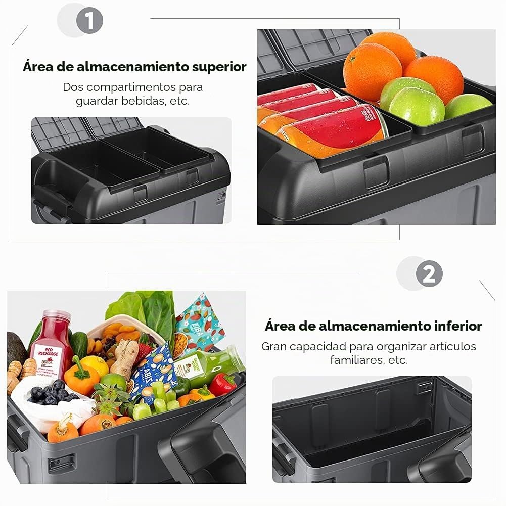 45L Caja de Almacenamiento de Maletero Coche, Organizador Maletero Coche con Cubierta Caja de almacenamiento de plástico plegable para coche para viaje pescar cámping 47 x29 x 29cm(Negro mate)