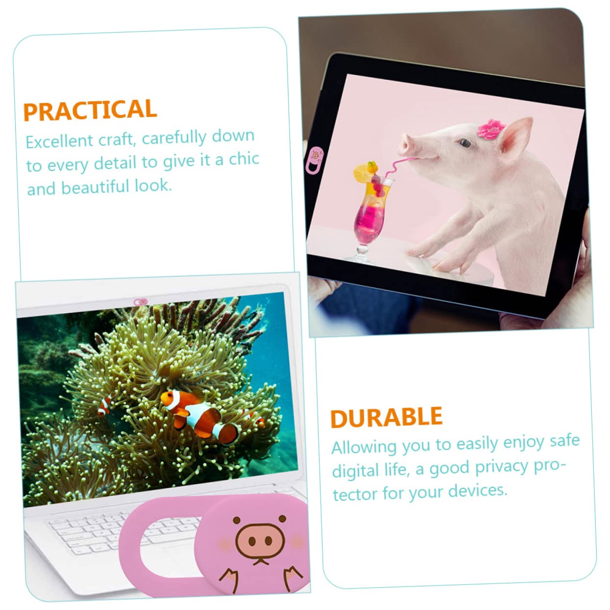 UKCOCO Cubierta Webcam Deslizante Rosa Ultra Delgada de Abs para Portátil y Móvil Protección de Privacidad Pack de 3 Unidades