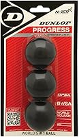 Dunlop Progress Squash Balls 3-Pack - Official PSA Ball, 20% Longer Hang Time, 6% Oversized for Easier Play