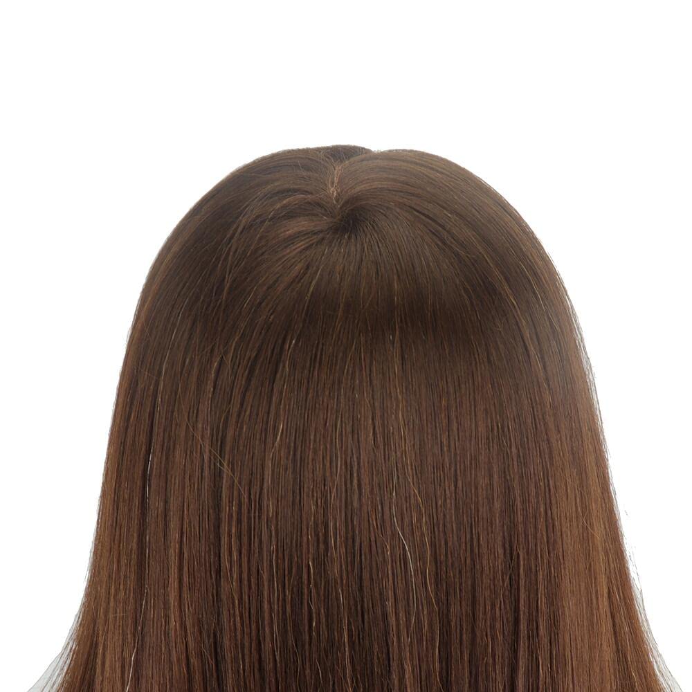 18 pollici marrone 100% capelli Parrucchiere Capelli lunghi Acconciatura Pratica testa