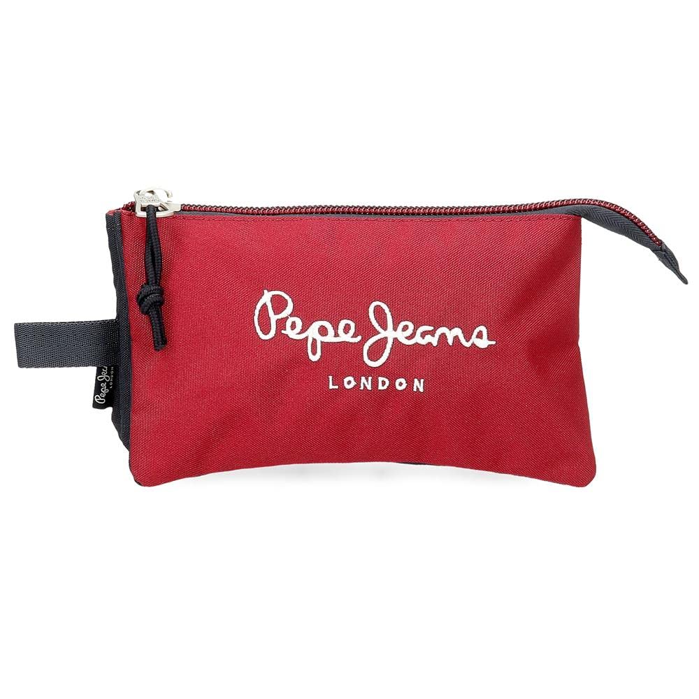 Pepe Jeans Clark Triple Red Pencil Case 22x12x5 cms Polyester