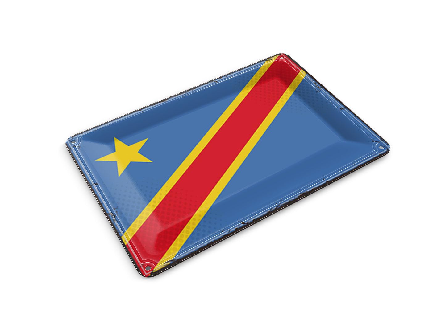 Femer Tin postcard flag DR Congo 14 x 10 cm retro democratic congo decorative sign