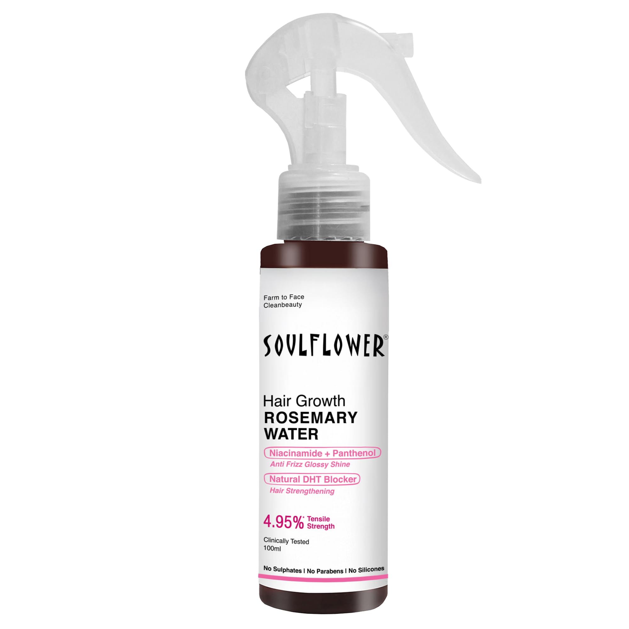 Soulflower Rosemary Water Spray for Hair Growth | Niacinamide & Mint | Hair Regrowth Spray | Instant Shine | Strengthens Hair Roots & Strand | Anti Hair Fall Cooling & Relaxing | All Hair Types 100ml