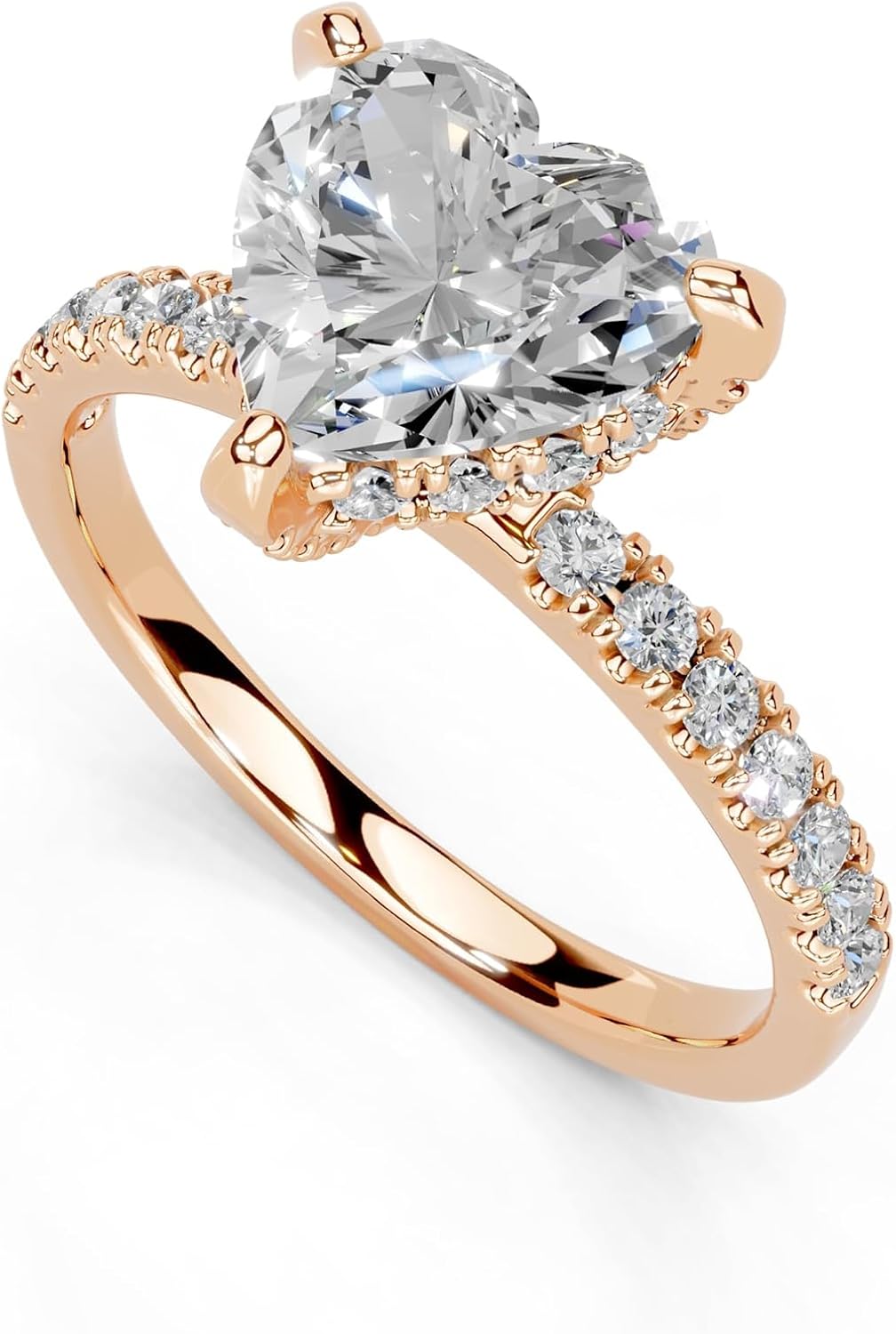 1-5 Carat 14K 18K Gold Platinum Heart Cut 3 Prong Hidden Halo Lab Grown Diamond Ring, Engagement, Anniversary Wedding, IGI Certified Promise Rings for Women (1-5 Ct, F-G Color, VS1-VS2 Clarity)