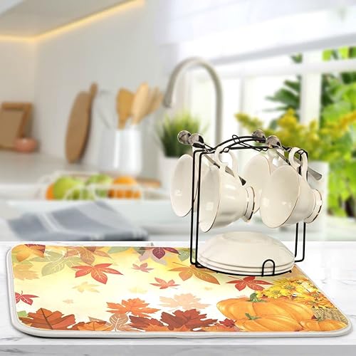 Vista 56 de Daisy On Old - Tapete de secado de platos de madera para encimera de cocina, tapete de secado de madera turquesa de 18 x 24 pulgadas con tapete