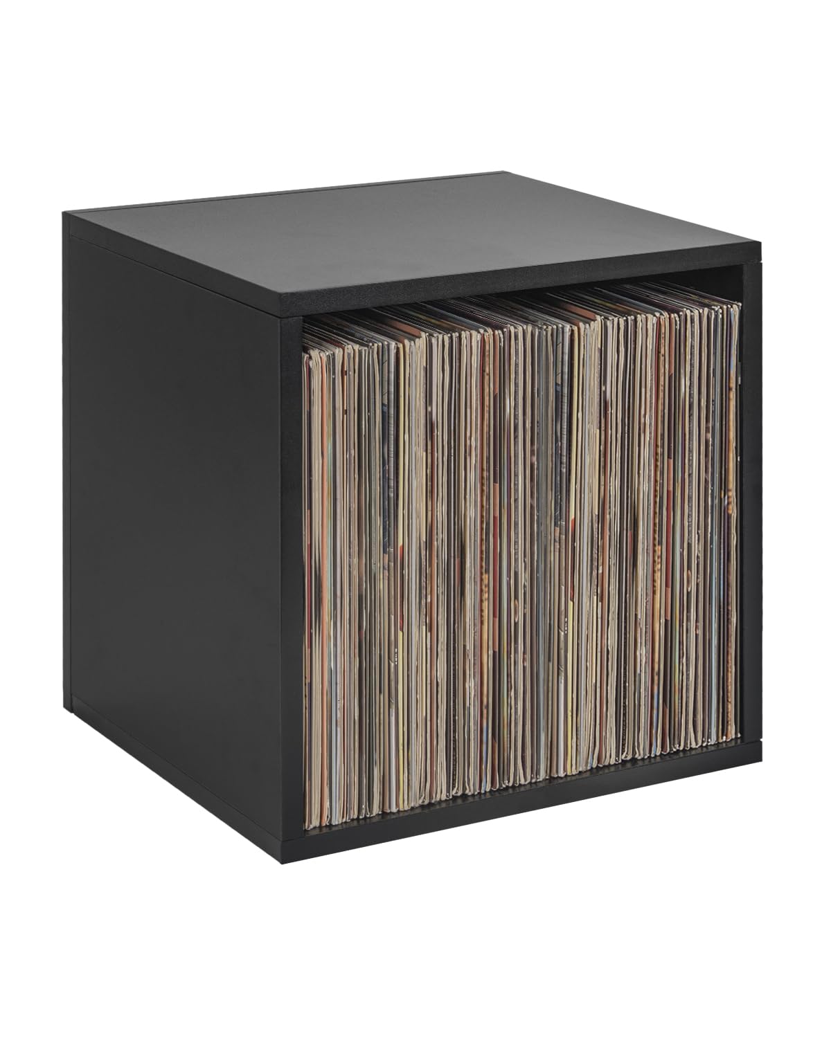 OUUTMEE Record Box nero, 110 pezzi, impilabile, nero, design fai da te, può essere utilizzato come supporto per CD