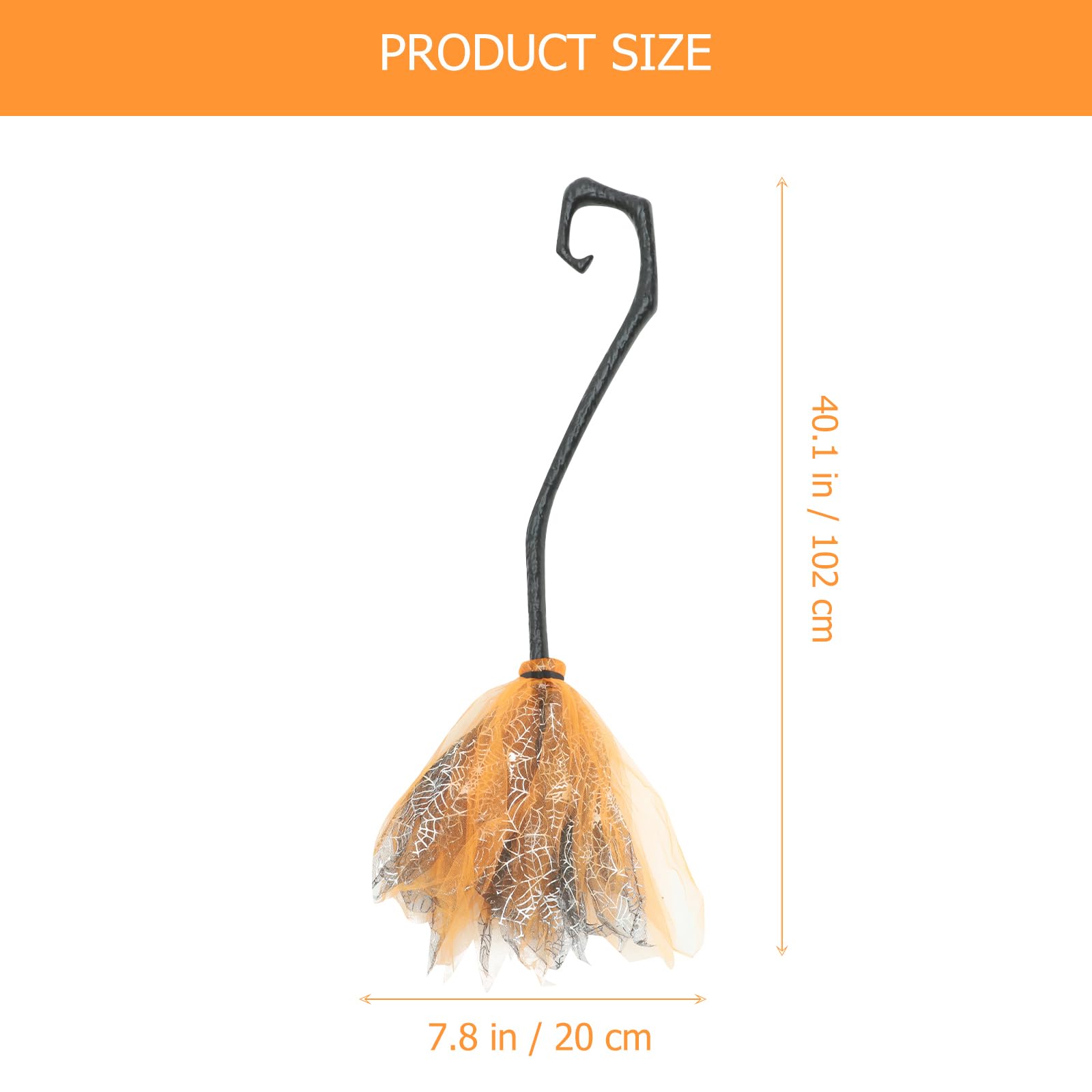 LOGOFUN Halloween Witch Broom Plastic Witch Broomstick with Detachable Handle Halloween Witch Broom Props for Halloween Cosplay Witch Costume Accessories - Orange