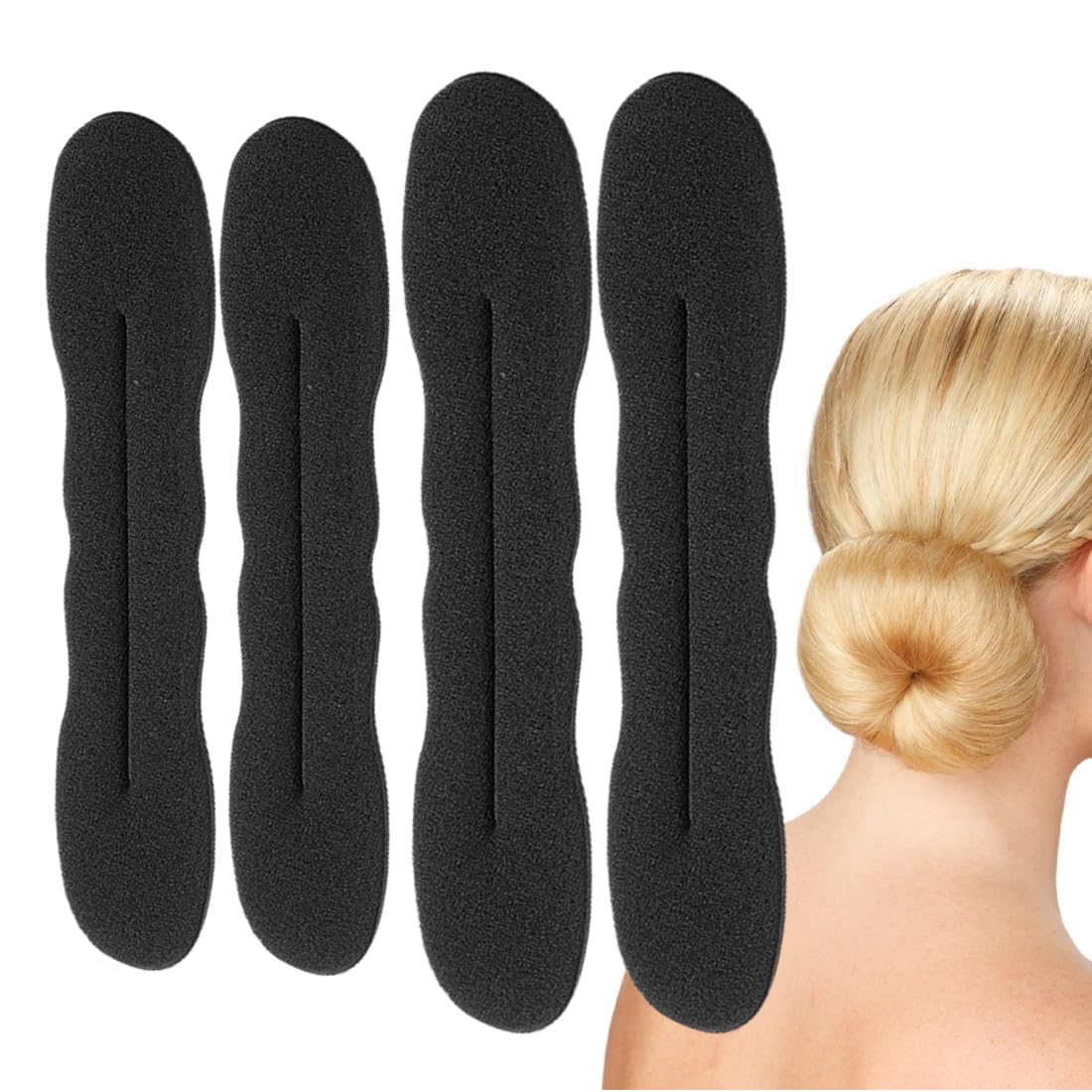 4 Pezzi Chignon per Ciambella, Spugna Clip Twist Curler Chignon, Facili e Veloci per Capelli con Accessori in Spugna, per Bambine e Donne, per Bambine e Donne
