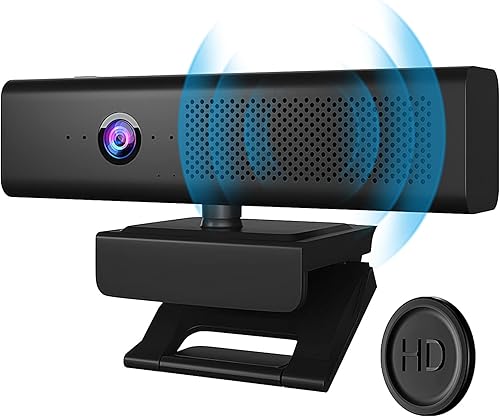 Cámara de computadora Full HD 1080P con 4 micrófonos omnidireccionales integrados y altavoz para transmisión de videoconferencias, cámara web
