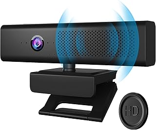 Full HD 1080P Computer Camera with 4 Built-in Omnidirectional Microphones and Speaker for Video Conference Streaming, USB ...