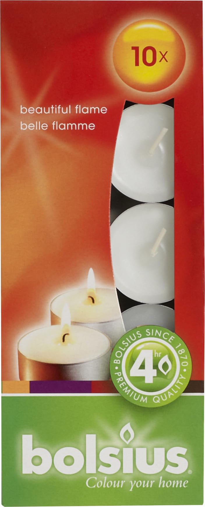 Bolsius 4 Hour Burning Tealights, Box 10"
