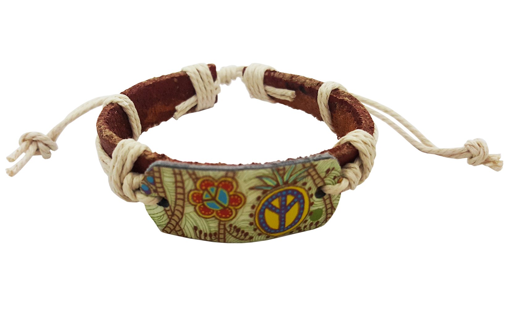 Mehrunnisa Fashion Brown Leather Peace Band Bracelet for Boys/Girls (JWL1064) (B01HM95ZCO) Amazon Price History, Amazon Price Tracker