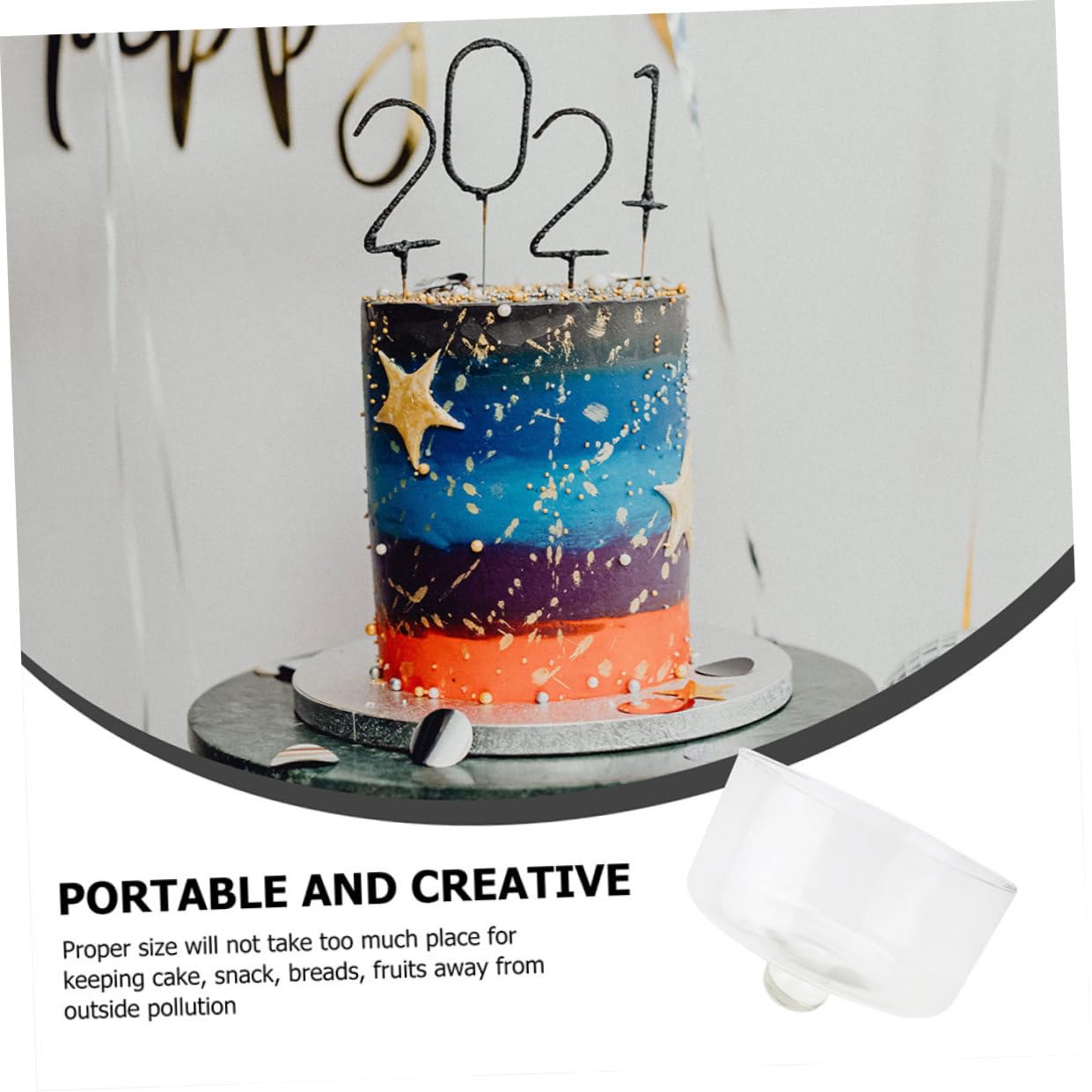 NUOBESTY Cloche à Gâteau en Verre Transparente Pratique et Facile à Utiliser, Couvercle de Protection Anti-poussière pour Buffet et Activités, Matériau Verre Solide